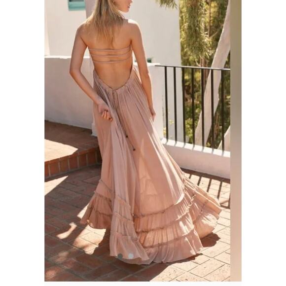 Free People Endless Summer Extratropical Maxi Dress Size Small Taupe - Picture 9 of 9
